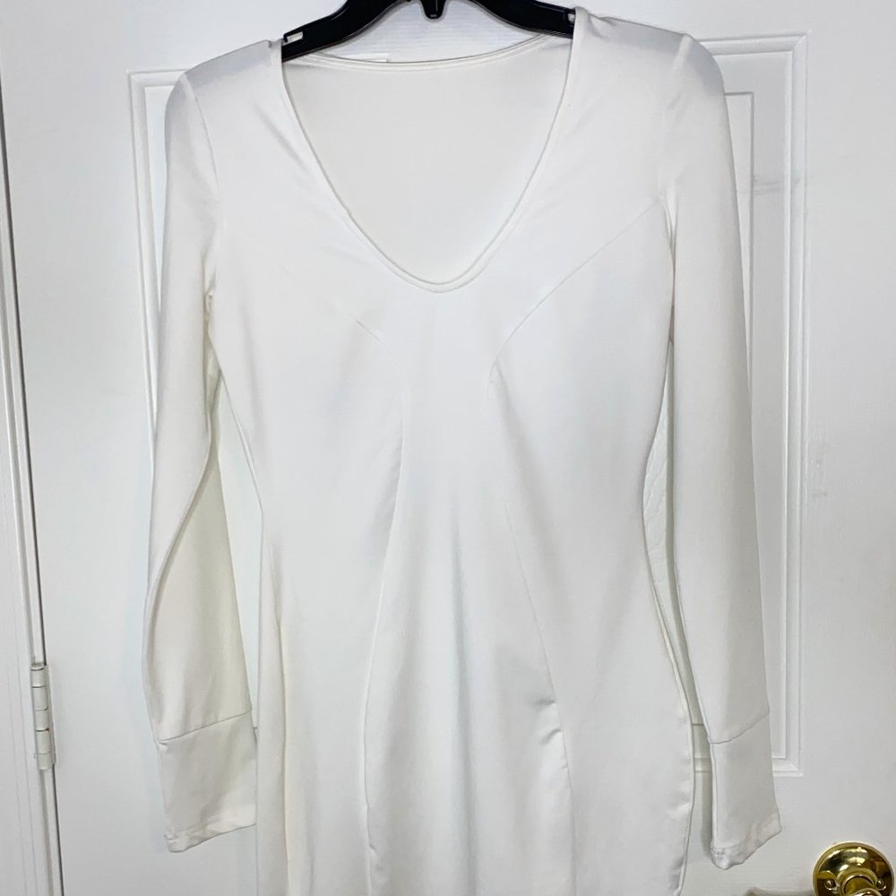 White Long Sleeve Mini Dress
